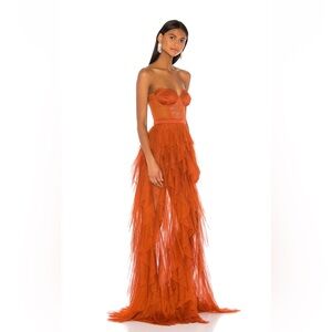 For Love & Lemons Women's Rust Orange X Revolve Bustier Gown Medium